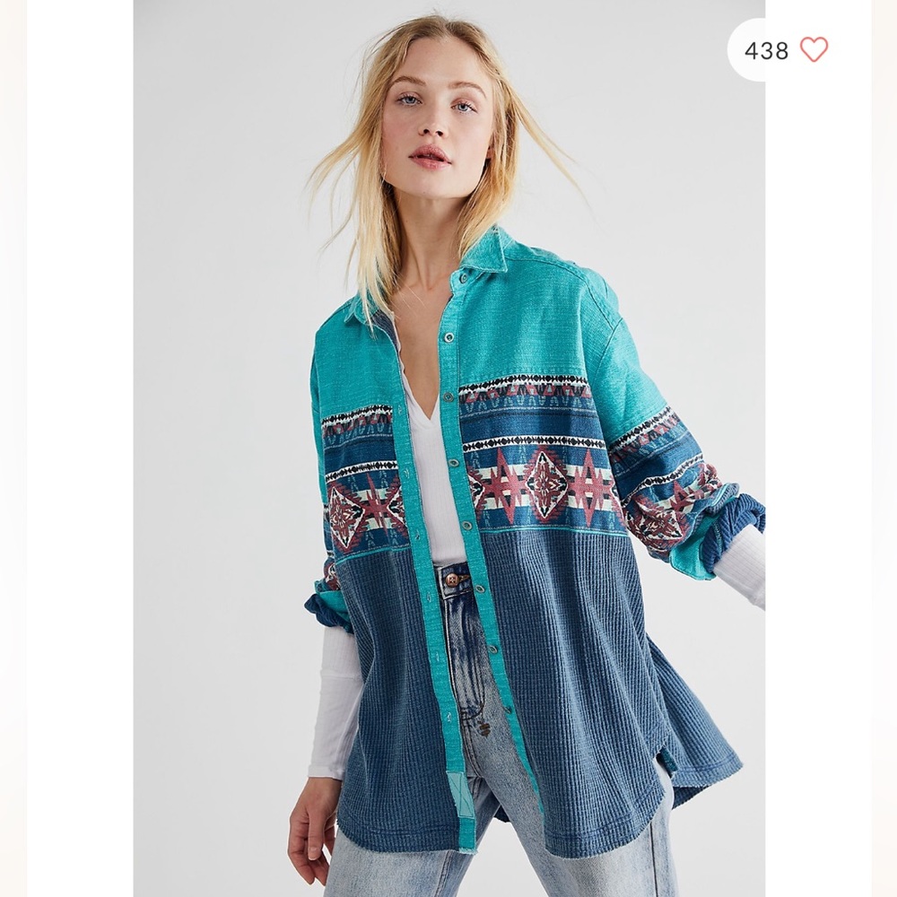 Free People Badlands Denim Mix Shirt
